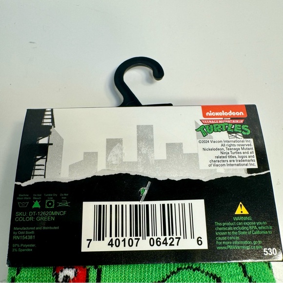 NWT. Teenage Mutant Ninja Turtles Crew Socks Size 6-12 Nickelodeon Green. - Picture 7 of 8